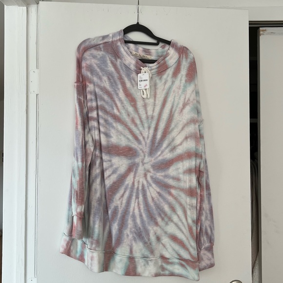 Free People Best Catch Tie Dye Sweatshirt in Ivory Combo, Size XS - Picture 4 of 4